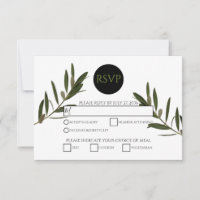 Olive Leaves Greenery Wedding RSVP Kaarten