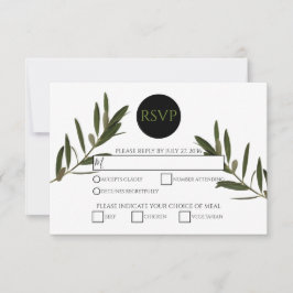 Olive Leaves Greenery Wedding RSVP Kaarten