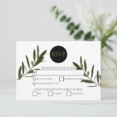 Olive Leaves Greenery Wedding RSVP Kaarten Kaartje (Staand voorkant)