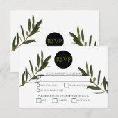 Olive Leaves Greenery Wedding RSVP Kaarten Kaartje (Voorkant / Achterkant)