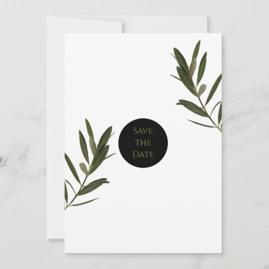 Olive Leaves Greenery Wedding Save The Date (Achterkant)