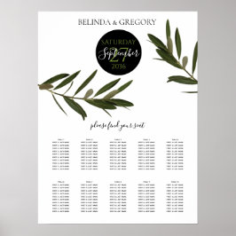 Olive Leaves Greenery Wedding Seating Chart Poster