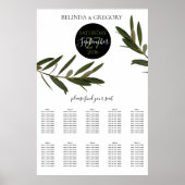 Olive Leaves Greenery Wedding Seating Chart Poster (Voorkant)