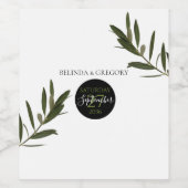Olive Leaves Greenery Wedding Wijn Etiket (Enkel label)
