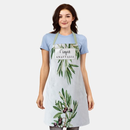 Olive Leaves Grieks eiland Yiayia grootmoeder Schort (Gedragen)