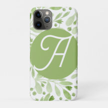 Olive Leaves Initial iPhone Case 