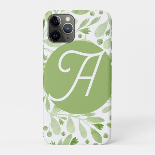 Olive Leaves Initial iPhone Case  (Achterkant)