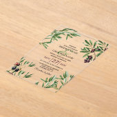 Olive Leaves Mediterranean Greek Island Wedding Acryl Uitnodigingen (Laagn)