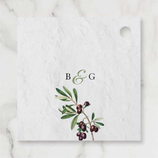 Olive Leaves Mediterranean Greek Island Wedding Bedankjes Labels (Achterkant)