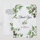 Olive Leaves Mediterranean Greek Island Wedding Bedankkaart (Voorkant / Achterkant)