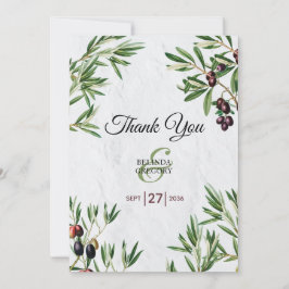 Olive Leaves Mediterranean Greek Island Wedding Bedankkaart