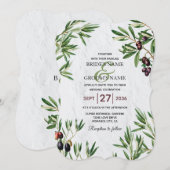 Olive Leaves Mediterranean Greek Island Wedding Kaart (Voorkant / Achterkant)