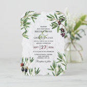 Olive Leaves Mediterranean Greek Island Wedding Kaart (Staand voorkant)