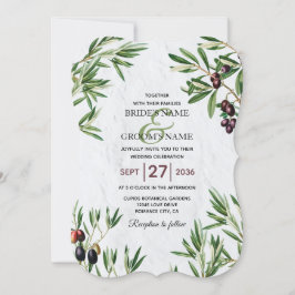Olive Leaves Mediterranean Greek Island Wedding Kaart