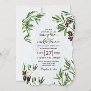 Olive Leaves Mediterranean Greek Island Wedding Kaart