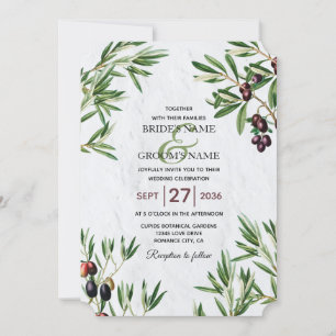 Olive Leaves Mediterranean Greek Island Wedding Kaart
