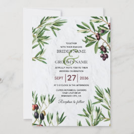 Olive Leaves Mediterranean Greek Island Wedding Kaart