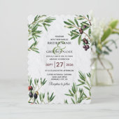 Olive Leaves Mediterranean Greek Island Wedding Kaart (Staand voorkant)
