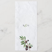 Olive Leaves Mediterranean Greek Island Wedding Menu (Achterkant)