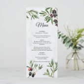Olive Leaves Mediterranean Greek Island Wedding Menu (Staand voorkant)