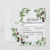 Olive Leaves Mediterranean Greek Island Wedding RSVP Kaartje (Voorkant / Achterkant)