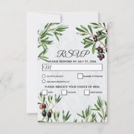Olive Leaves Mediterranean Greek Island Wedding RSVP Kaartje