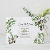 Olive Leaves Mediterranean Greek Island Wedding Save The Date (Staand voorkant)