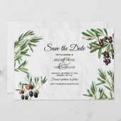 Olive Leaves Mediterranean Greek Island Wedding Save The Date (Voorkant / Achterkant)