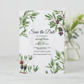 Olive Leaves Mediterranean Greek Island Wedding Save The Date (Staand voorkant)