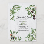 Olive Leaves Mediterranean Greek Island Wedding Save The Date (Voorkant / Achterkant)