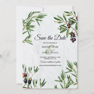 Olive Leaves Mediterranean Greek Island Wedding Save The Date
