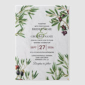 Olive Leaves Mediterranean Greek Island Wedding Vellum Uitnodigingen (Voorkant)