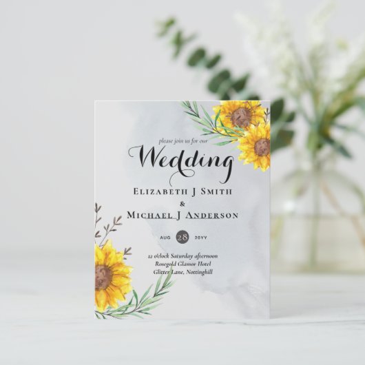 Olive Leaves Sunflower Rustic Wedding (Staand voorkant)