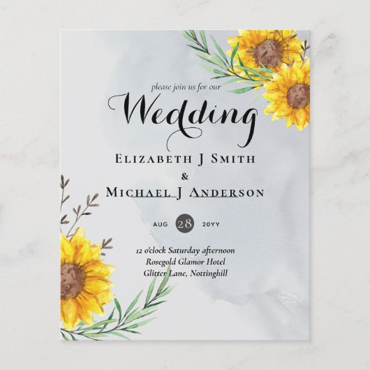 Olive Leaves Sunflower Rustic Wedding (Voorkant)