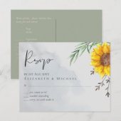 Olive Leaves Sunflower Rustic Wedding Briefkaart (Voorkant / Achterkant)