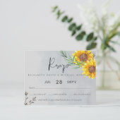 Olive Leaves Sunflower Rustic Wedding Briefkaart (Staand voorkant)