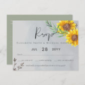 Olive Leaves Sunflower Rustic Wedding Briefkaart (Voorkant / Achterkant)