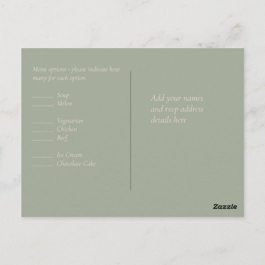 Olive Leaves Sunflower Rustic Wedding Briefkaart (Achterkant)
