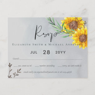Olive Leaves Sunflower Rustic Wedding Briefkaart