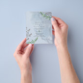 Olive Leaves Wedding Dusty Blue Lemon Flyer (Hand)