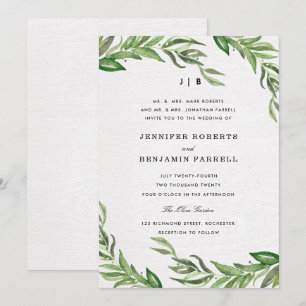 Olive Leaves Wedding Invitation Kaart