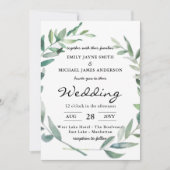 Olive Leaves Wedding Invitations Greenery Modern Kaart (Voorkant)