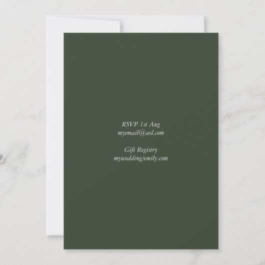 Olive Leaves Wedding Invitations Greenery Modern Kaart (Achterkant)