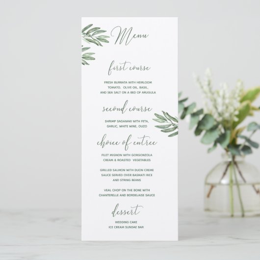 Olive Leaves Wedding Menu (Staand voorkant)