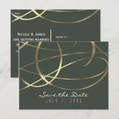 Olive legergroen & goud namaakfolie save the date aankondigingskaart (Voorkant / Achterkant)