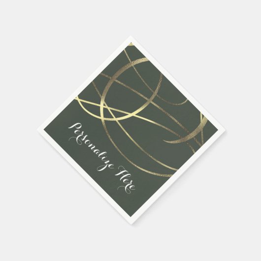 Olive legergroen & gouden namaakfolie aangepast fe servetten (Hoek)