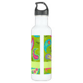Olive Lime Green Modern Paisley Pattern Monogram Waterfles (Achterkant)