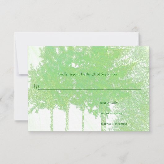 Olive Limoen Woodland Birds & Swirls Wedding RSVP (Achterkant)