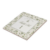 Olive Martini Green Pattern Wedding Table Number Tegeltje (Zijkant)