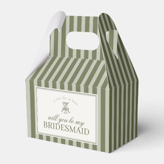 Olive Martini Green Stripe Bridesmaid Proposal Box Bedankdoosjes (Achterkant)